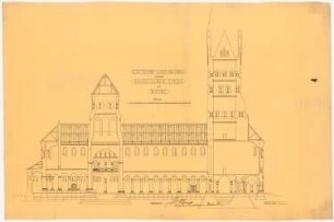 Sankt Antonius Basilika, Rheine: Längsschnitt 1:100 (Vorentwurf)