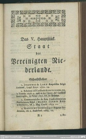 Das V. Hauptstück. Staat der Vereinigten Niederlande