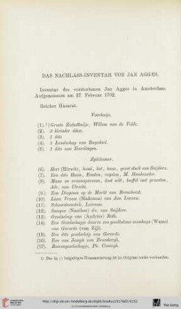 Das Nachlass-Inventar von Jan Agges
