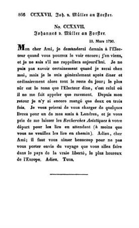 No. CCXXVII. Johannes v. Müller an Forster