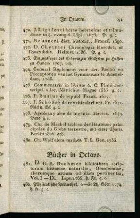 41-77, Bücher in Octavo.