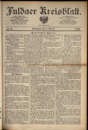 Erste Ausgabe vom Samstag, den 04. Februar 1899.