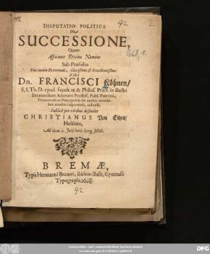 Disputatio Politica De Successione