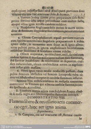 DEMONSTRATIO VIII. Flamma libero & necessario commercio eget, hinc aer ignis anima.