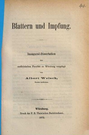 Blattern und Impfung