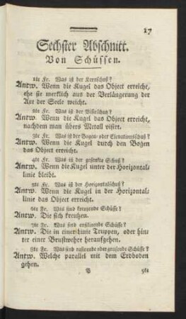 Sechster Abschnitt. Von Schüssen.
