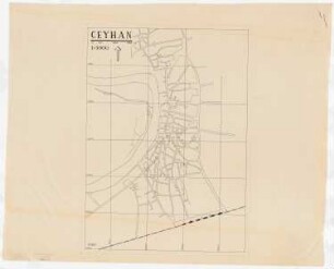 Gesamtbebauungsplan Ceyhan: Planungsunterlage Alte Stadt: Grundkartenauszug 1: 5000, Maßstabsleiste