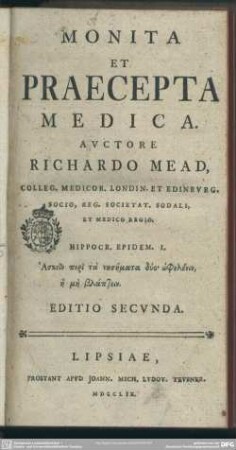 Monita Et Praecepta Medica
