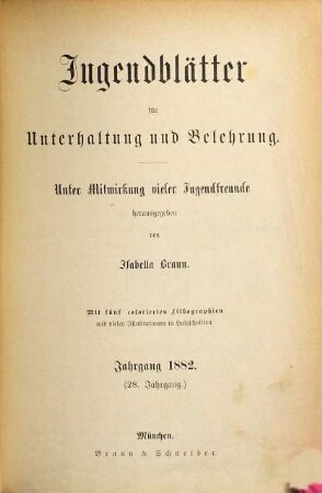 Jugendblätter. 1882 = Jg. 28