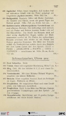 Schmucksachen, Uhren usw. (Nr. 491-510)