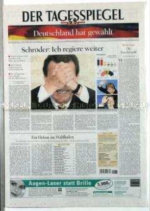 Berliner Tageszeitung "Der Tagesspiegel" zum uneindeutigen Wahlausgang der vorgezogenen Bundestagswahl