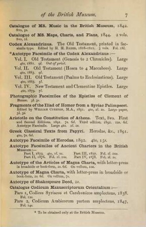 List of the British Museum publications. [7.] ca. 1893