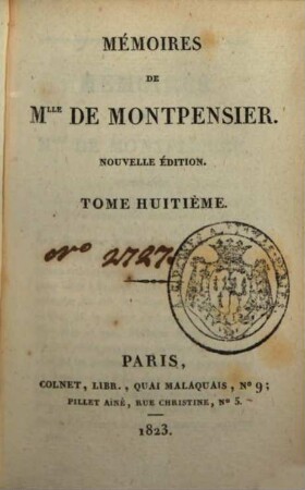 Mémoires De Mlle De Montpensier. 8