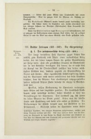 III. Dritter Zeitraum (431 - 362). Die Bürgerkriege
