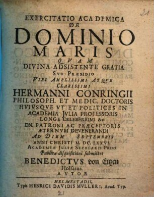 Exercitatio acad. de dominio maris