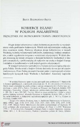 N.S. 1.1999: Kobierce islamu w polskim malarstwie : Przyczynek do ikonografii tkanin orientalnych