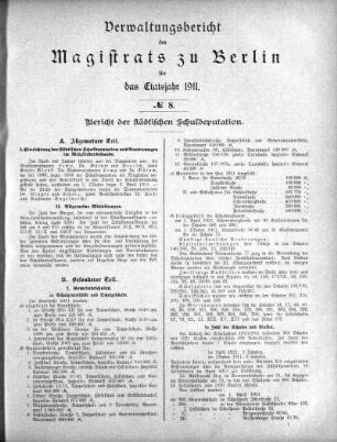 No. 8. Bericht der städtischen Schuldeputation