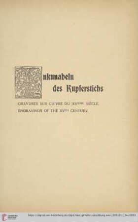 Inkunabeln des Kupferstichs (Nr. 591 - 614)