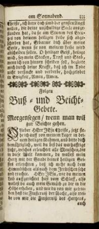Buß- und Beicht-Gebete. - Vorbereitung zum heiligen Abendmahl.