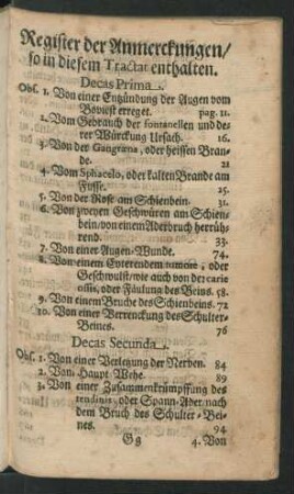 Register der Anmerckungen/ so in diesem Tractat enthalten.