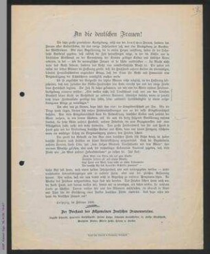 An die deutschen Frauen!