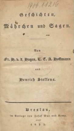 Geschichten, Mährchen und Sagen