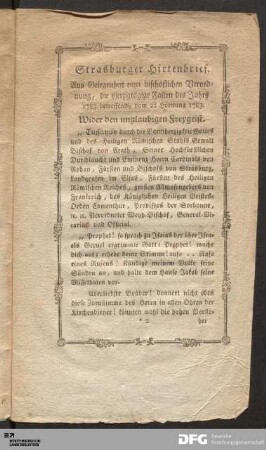 Strasburger Hirtenbrief.