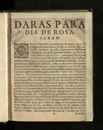 Daras para dia de rosasanah. - Daras decimo em sabath de hanuka darsado em presenca...