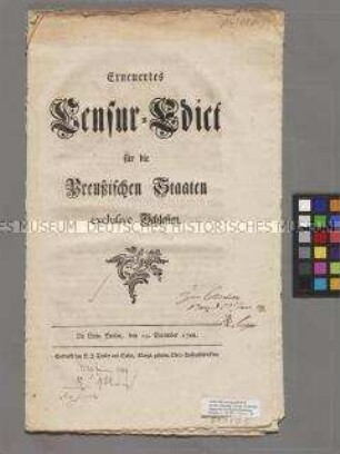 Zensuredikt für das Königreich Preußen