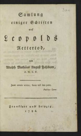 Samlung einiger Schriften auf Leopolds Rettertod