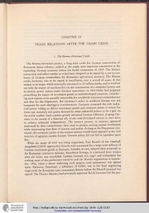 Chapter IX- Trade Relations after the Grain Crisis
