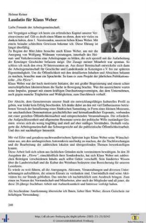 Laudatio für Klaus Weber