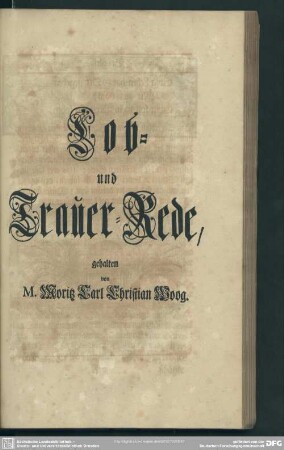 Lob- und Trauer-Rede