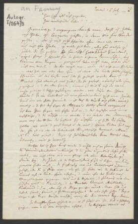 Brief an Fanny Hensel