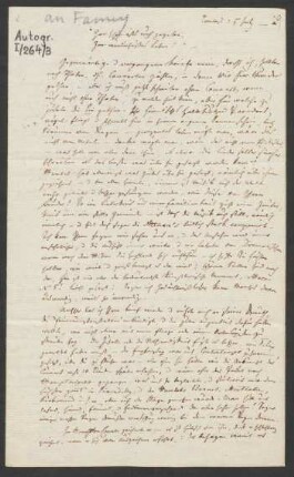 Brief an Fanny Hensel