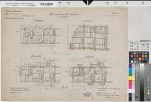 Münster (Münster) Trainkaserne Nordöstliches Reihenhaus (5. Eskadron) Bl. 30 Grundrisse, Schnitt (1913)1917(1920/28) 1 : 100 50 x 67 farb. Druck Rudnicki, Regierungsbaumeister Hochbauamt Münster