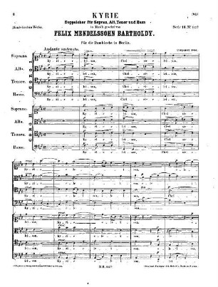 Felix Mendelssohn-Bartholdys Werke, 14,C,112b. Nr. 112b, Kyrie : Doppelchor. - 3 S. - Pl.-Nr. M.B.112b