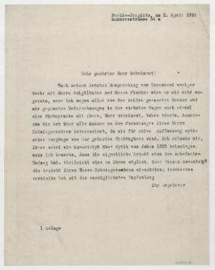 Brief von Raoul Hausmann an Gustav Kemman. Berlin
