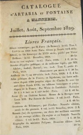 Juillet, Août, Septembre 1829