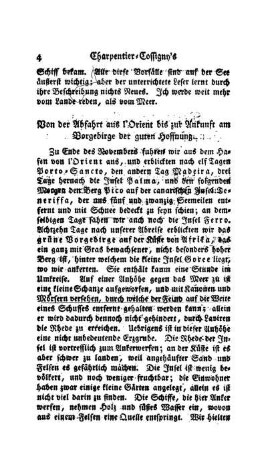 Von der Abfahrt aus l'Orient bis zur Ankunft am Vorgebirge der guten Hofnung