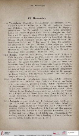 VII. Manuskripte (Nr. 3208 - 3448)