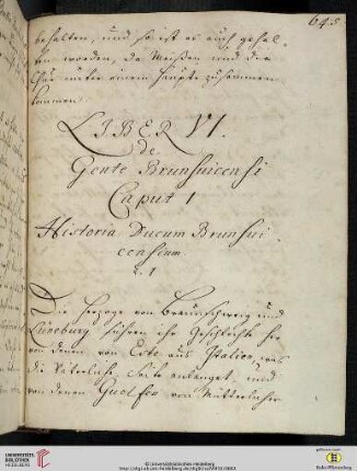 LJBER VI. de Gente Brunsuicensi Caput 1 Historia Ducum Brunsuicensium. §. 1
