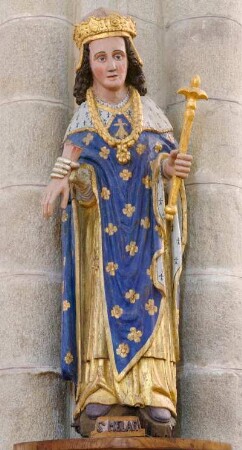 Frankreich. Bretagne. Finistere. Lanmeur. Eglise. Dorfkirche. Statue Saint Melar
