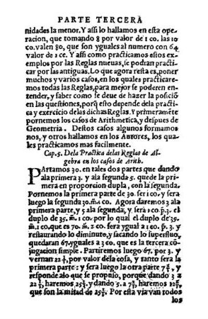 Cap. 5. Dela Practica delas Reglas de Algebra en los casos de Arith.