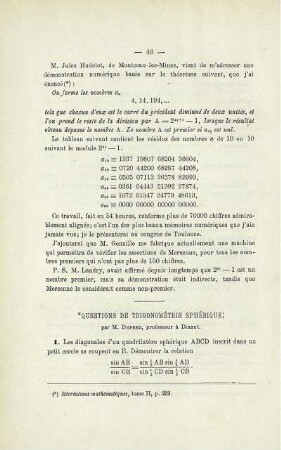 QUESTION DE TRIGONOMÉTRIE SPHÉRIQUE.