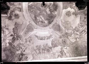 Schloß, Altes Corp des Logis; Deckenbild vor der Restaurierung
