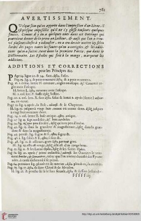 Additions et corrections