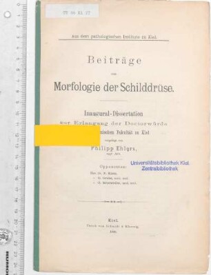 Beiträge zur Morfologie der Schilddrüse