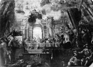 Das Gastmahl bei Simon : Das Gastmahl bei Simon. Deckenmalerei (nach 1730). Ochsenhausen, Ehemalige Benediktiner-Reichsabtei, Refektorium