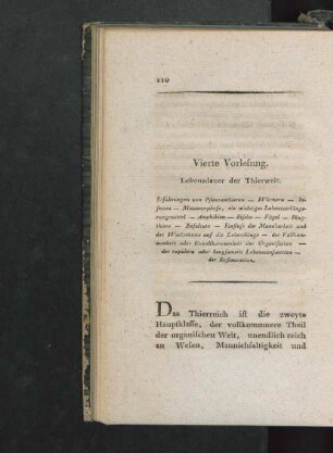 Vierte Vorlesung: Lebensdauer der Thierwelt
